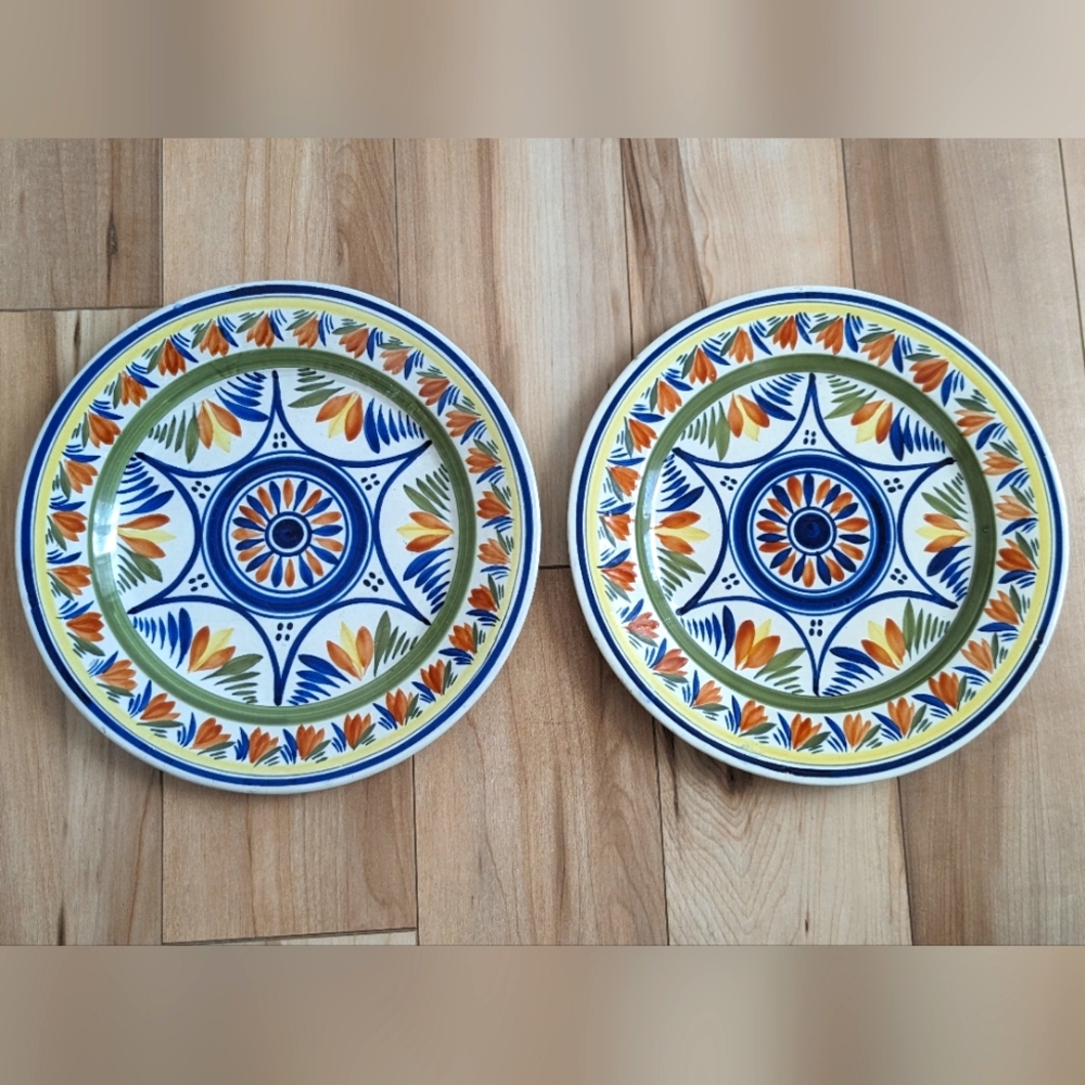 Henriot Quimper FAIENCE GEOMETRIC PATTERNED PLATES 1950's MCM
